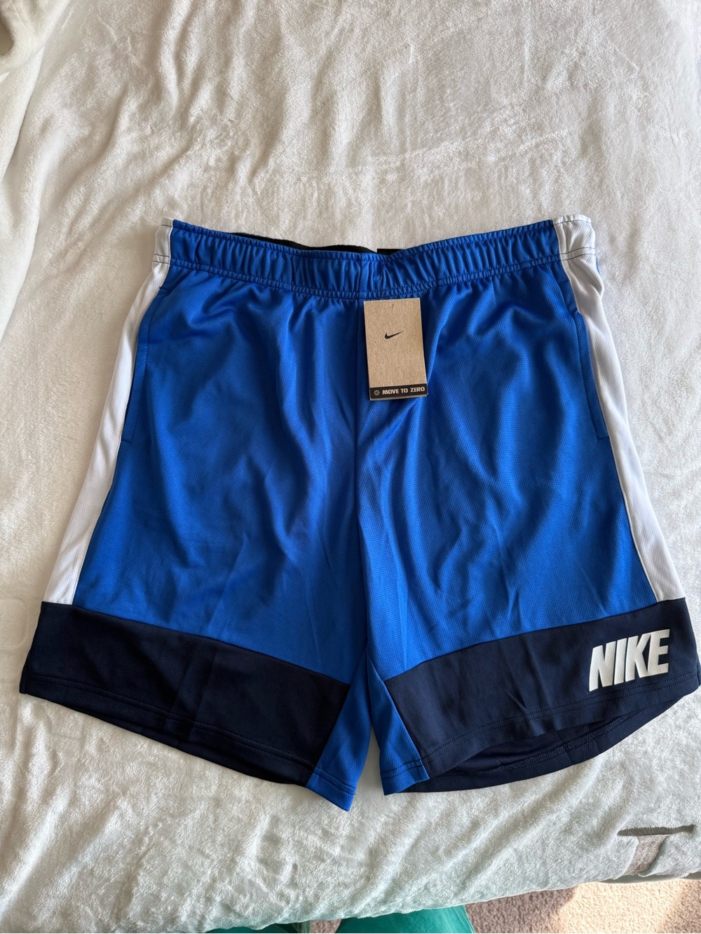 Nike Men’s Royal Blue and Black Athletic Shorts with White Trim
